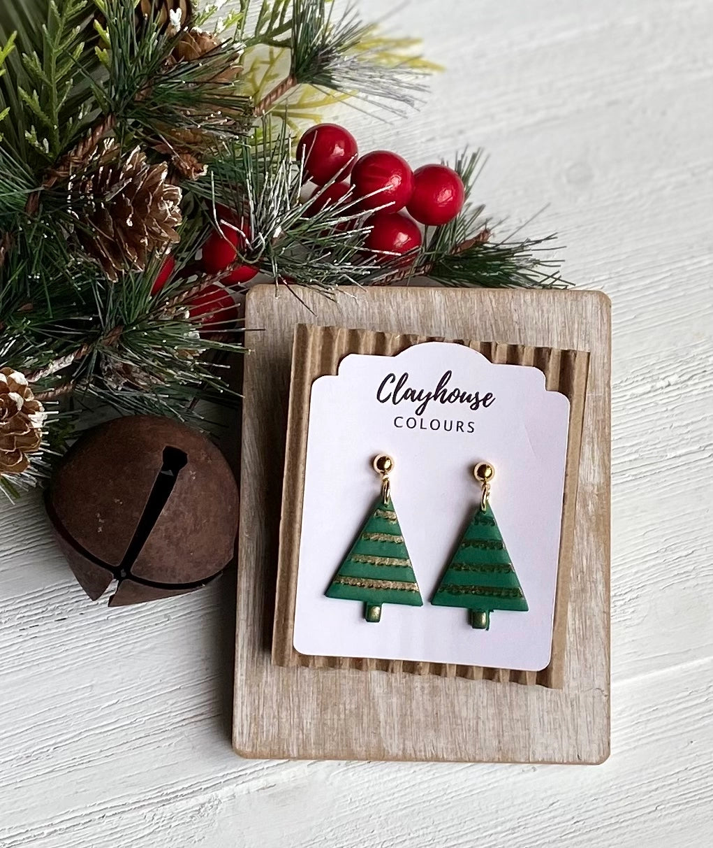Clay Christmas Tree Earrings