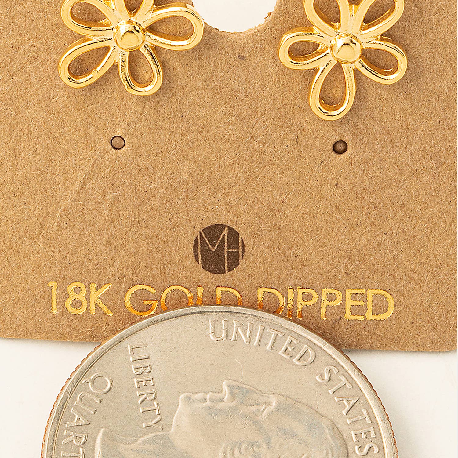 18K Gold Dipped Flower Outline Stud Earrings