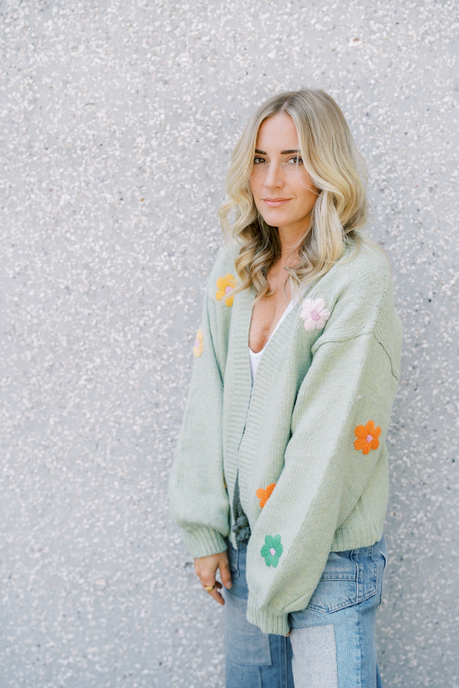Flower Embroidery Knitted Cardigan