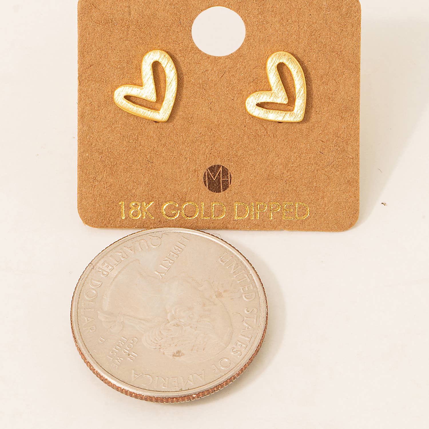 18K Gold Dipped Heart Stud Earrings