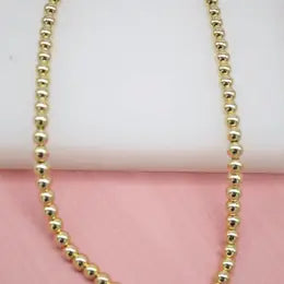 gold 5mm beaded necklace 16"