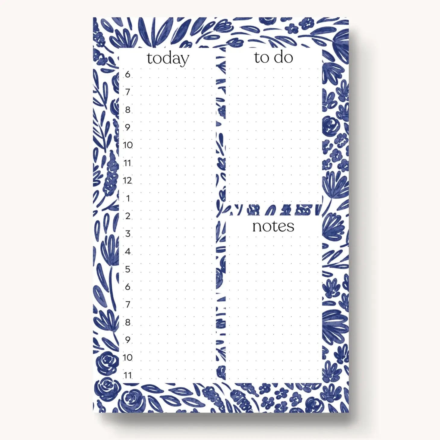 Porcelain Floral Daily Planner Notepad