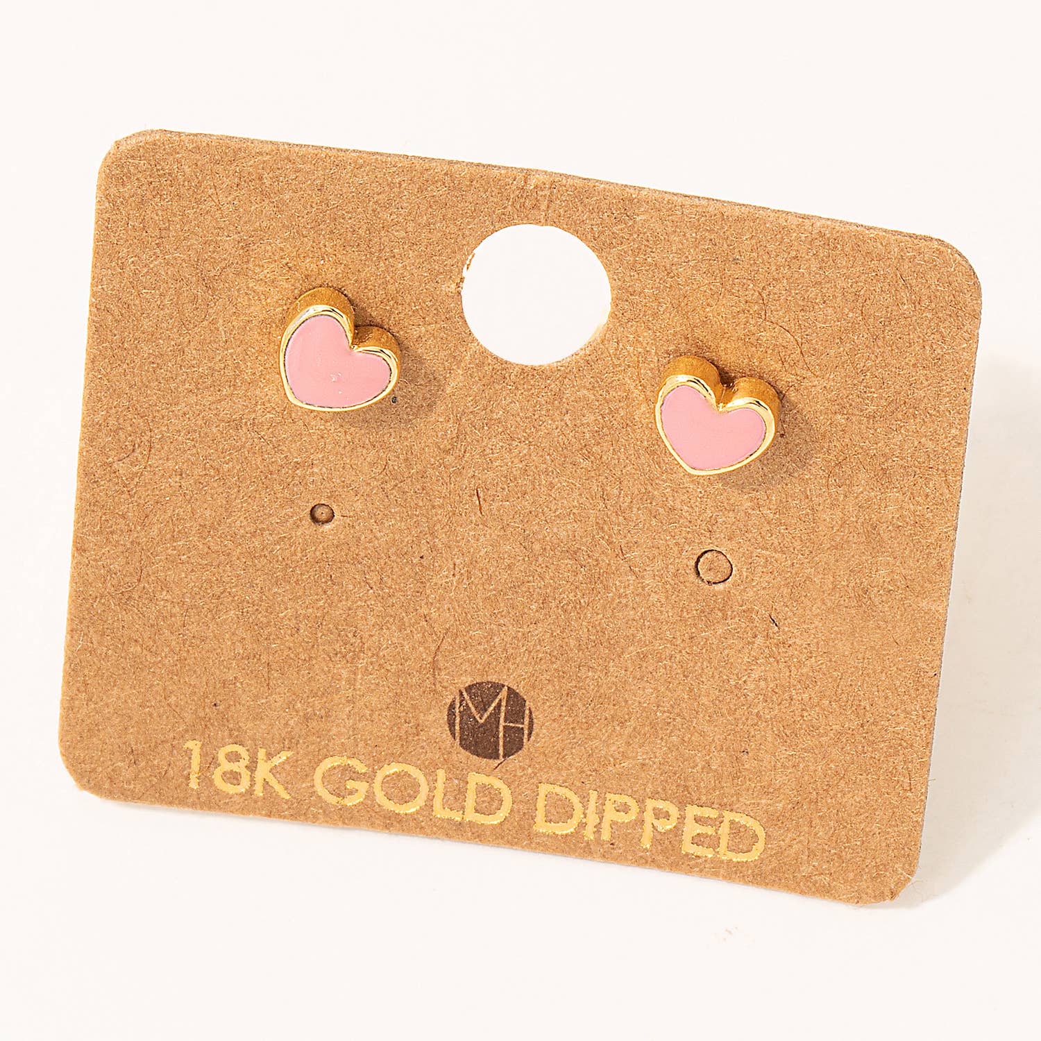 18K Gold Dipped Mini Enamel Heart Stud Earrings