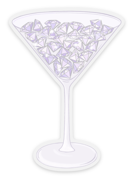 TSwift Martini & Diamonds Sticker,3x2in