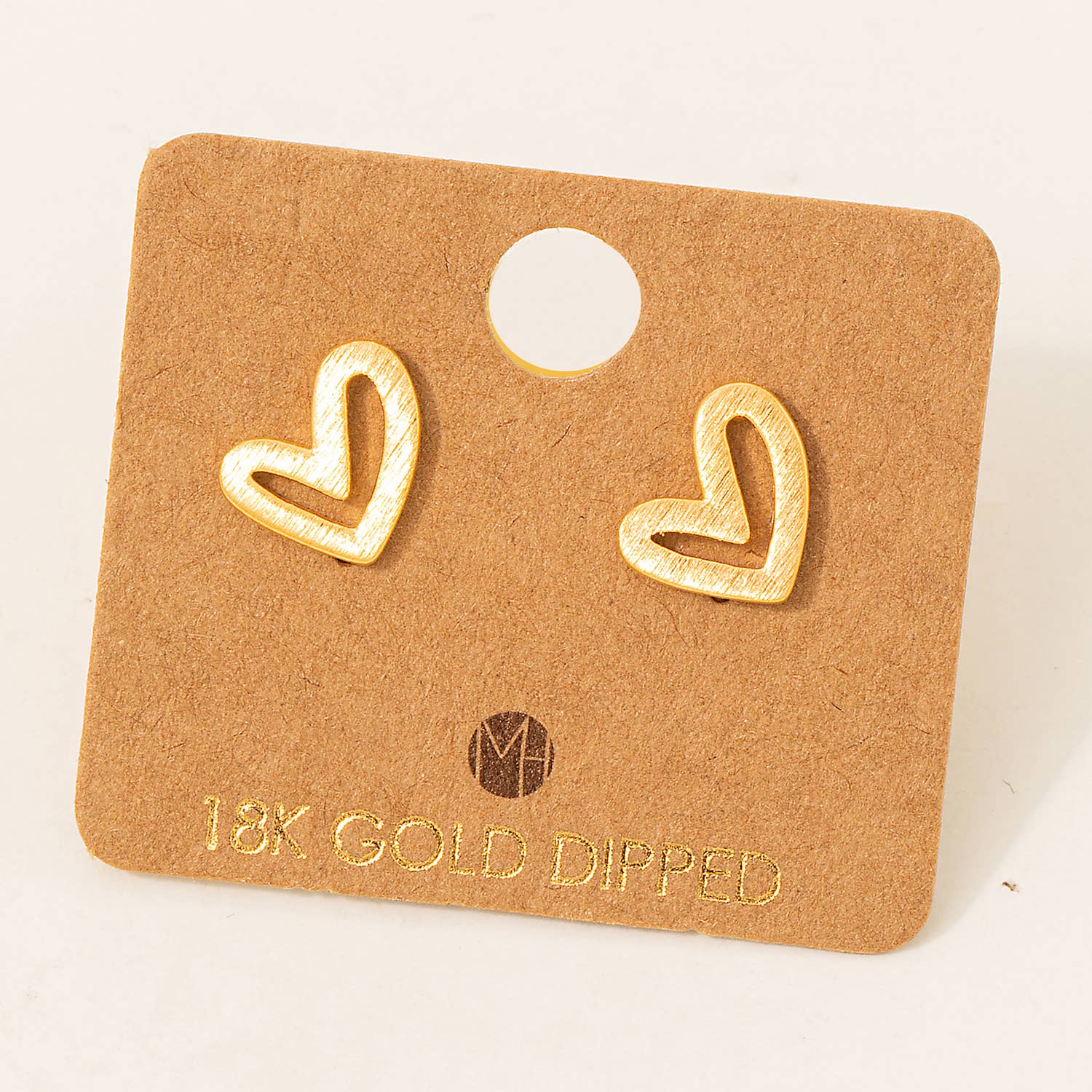 18K Gold Dipped Heart Stud Earrings