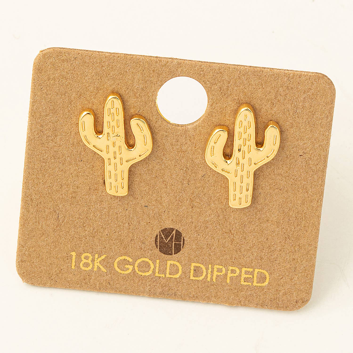 18K Gold Dipped Mini Cactus Stud Earrings
